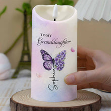 Load image into Gallery viewer, Personalized LED Candle with Birth Month Flowers for Granddaughter