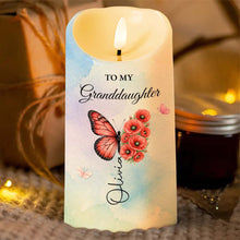 Load image into Gallery viewer, Personalized LED Candle with Butterfly for Granddaughter Gift