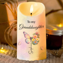 Load image into Gallery viewer, Personalized LED Candle for Granddaughter Custom Gift with Flowers