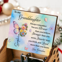 Load image into Gallery viewer, Personalized Wooden Music Box Custom Tune Gift for Granddaughter