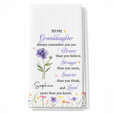 Load image into Gallery viewer, Personalized Kitchen Towel Gift for Granddaughter with Flower Design