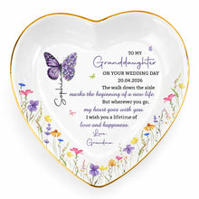 Load image into Gallery viewer, Personalized Heart Ceramic Jewelry Dish Custom Name Gift for Granddaughter Wedding Day