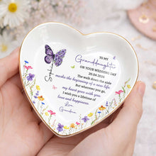 Load image into Gallery viewer, Personalized Heart Ceramic Jewelry Dish Custom Name Gift for Granddaughter Wedding Day