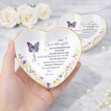 Load image into Gallery viewer, Personalized Heart Ceramic Jewelry Dish Custom Name Gift for Granddaughter Wedding Day