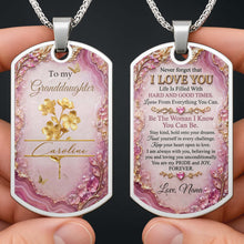 Load image into Gallery viewer, Personalized Dog Tag Necklace Custom Birth Month Flowers for Granddaughter