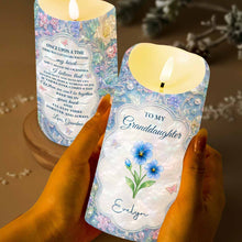 Load image into Gallery viewer, Personalized LED Candle for Granddaughter with Flowers & Butterflies