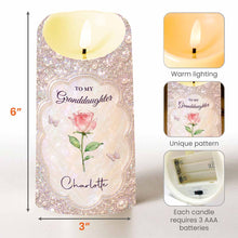 Load image into Gallery viewer, Personalized LED Candle for Granddaughter with Birth Month Flower & Butterfly Gift