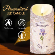 Load image into Gallery viewer, Personalized LED Candle for Granddaughter with Birth Month Flower & Butterfly Gift