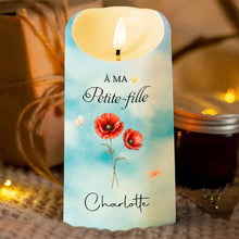 Load image into Gallery viewer, Personalized LED Candle with Birth Month Flowers Custom Gift for Granddaughter