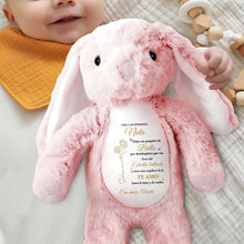 Load image into Gallery viewer, Personalized Stuffed Bunny Custom Name Birth Month Flowers Gift for Granddaughter