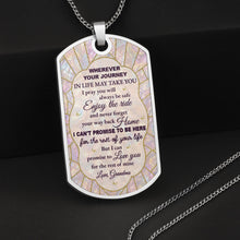Load image into Gallery viewer, Personalized Dog Tag Necklace Custom Granddaughter Gift Flower