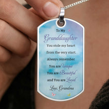Load image into Gallery viewer, Personalized Dog Tag Necklace Custom Text for Granddaughter - Unique Gift