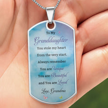 Load image into Gallery viewer, Personalized Dog Tag Necklace Custom Text for Granddaughter - Unique Gift