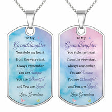 Load image into Gallery viewer, Personalized Dog Tag Necklace Custom Text for Granddaughter - Unique Gift