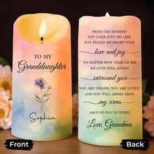 Load image into Gallery viewer, Personalized LED Candle Custom Birth Month Flower Gift for Granddaughter