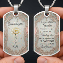 Load image into Gallery viewer, Personalized Custom Dog Tag Necklace Granddaughter Birth Flower Gift