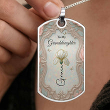 Load image into Gallery viewer, Personalized Custom Dog Tag Necklace Granddaughter Birth Flower Gift