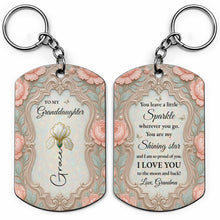 Load image into Gallery viewer, Personalized Stainless Steel Keychain for Granddaughter Gift