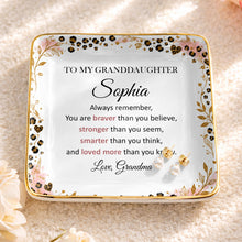 Load image into Gallery viewer, Personalized Square Ceramic Jewelry Dish for Granddaughter Gift