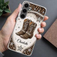 Load image into Gallery viewer, Personalized Clear Phone Case Chic Leopard Print Gift for Granddaughter