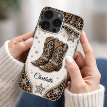 Load image into Gallery viewer, Personalized Clear Phone Case Chic Leopard Print Gift for Granddaughter