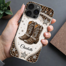 Load image into Gallery viewer, Personalized Clear Phone Case Chic Leopard Print Gift for Granddaughter