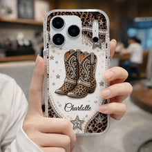 Load image into Gallery viewer, Personalized Clear Phone Case Chic Leopard Print Gift for Granddaughter