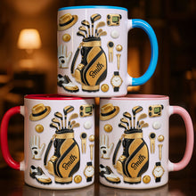 Load image into Gallery viewer, Personalized Golf Lover Accent Mug Custom Name Gift for Dad
