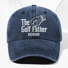 Load image into Gallery viewer, Personalized Golf Father Washed Denim Cap Custom Name Gift for Dad