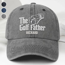 Load image into Gallery viewer, Personalized Golf Father Washed Denim Cap Custom Name Gift for Dad