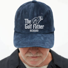 Load image into Gallery viewer, Personalized Golf Father Washed Denim Cap Custom Name Gift for Dad