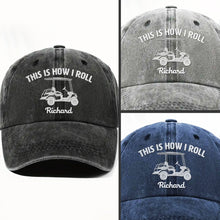 Load image into Gallery viewer, Personalized Washed Denim Cap Custom Name Gift for Golf Dad