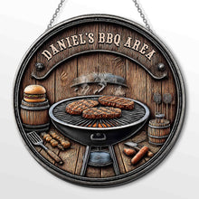 Load image into Gallery viewer, Personalized BBQ Area Metal Sign Custom Name Gift for Dad