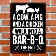 Load image into Gallery viewer, Personalized BBQ Metal Sign Custom Name Gift for Dad
