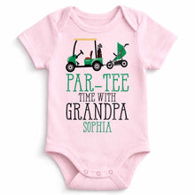 Load image into Gallery viewer, Personalized Golf Cart Baby Onesie Custom Gift for Grandpa
