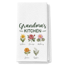 Load image into Gallery viewer, Personalized Kitchen Towel with Birth Month Flowers Gift for Grandma