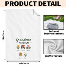 Load image into Gallery viewer, Personalized Kitchen Towel with Birth Month Flowers Gift for Grandma