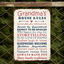 Load image into Gallery viewer, Personalized Metal Sign for Grandma Custom Family Rules Decor
