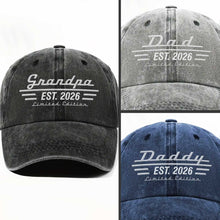 Load image into Gallery viewer, Personalized Washed Denim Cap Custom Year Gift for Grandpa