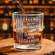 Load image into Gallery viewer, Personalized Custom Whiskey Glass Gift for Dad Grandpa with Dates