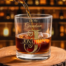 Load image into Gallery viewer, Personalized Custom Whiskey Glass with Monogram for Grandson