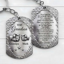 Load image into Gallery viewer, Personalized Stainless Steel Keychain for Grandson Gift Idea