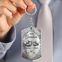Load image into Gallery viewer, Personalized Stainless Steel Keychain for Grandson Gift Idea