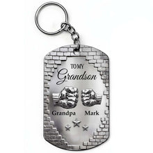 Load image into Gallery viewer, Personalized Stainless Steel Keychain for Grandson Gift Idea