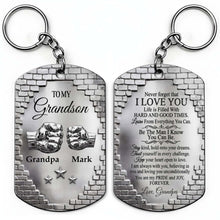 Load image into Gallery viewer, Personalized Stainless Steel Keychain for Grandson Gift Idea