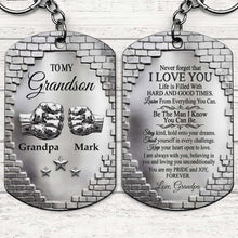 Load image into Gallery viewer, Personalized Stainless Steel Keychain for Grandson Gift Idea