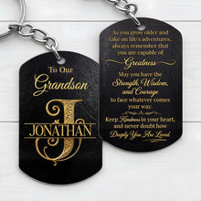 Load image into Gallery viewer, Personalized Stainless Steel Keychain for Grandson with Initial Monogram