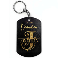Load image into Gallery viewer, Personalized Stainless Steel Keychain for Grandson with Initial Monogram