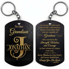 Load image into Gallery viewer, Personalized Stainless Steel Keychain for Grandson with Initial Monogram