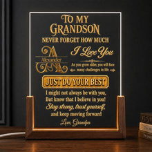 Load image into Gallery viewer, Personalized Acrylic Night Light with Wooden Base for Grandson Gift